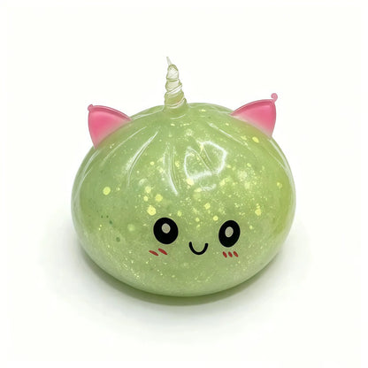 Glitter Unicorn Dumpling Squishy Toy - Jelly Gel Stress Relief Fidget for Stocking Stuffers and Classroom Rewards