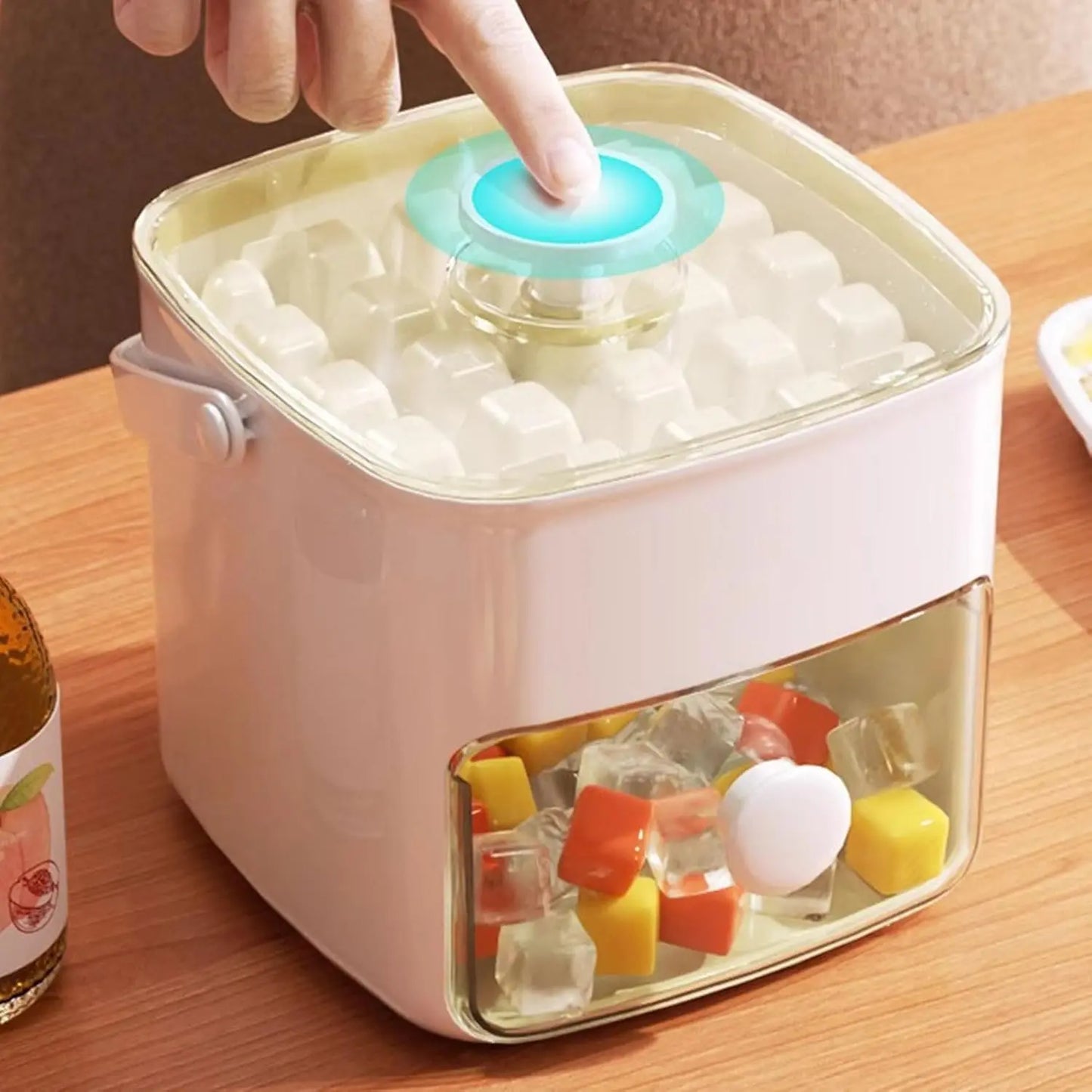 Ice Cube Tray with Lid and Bin - Versatile Ice Maker for Whiskey, Cocktails, Coffee, and Beer with Ice Tongs - Essential Kitchen Tool