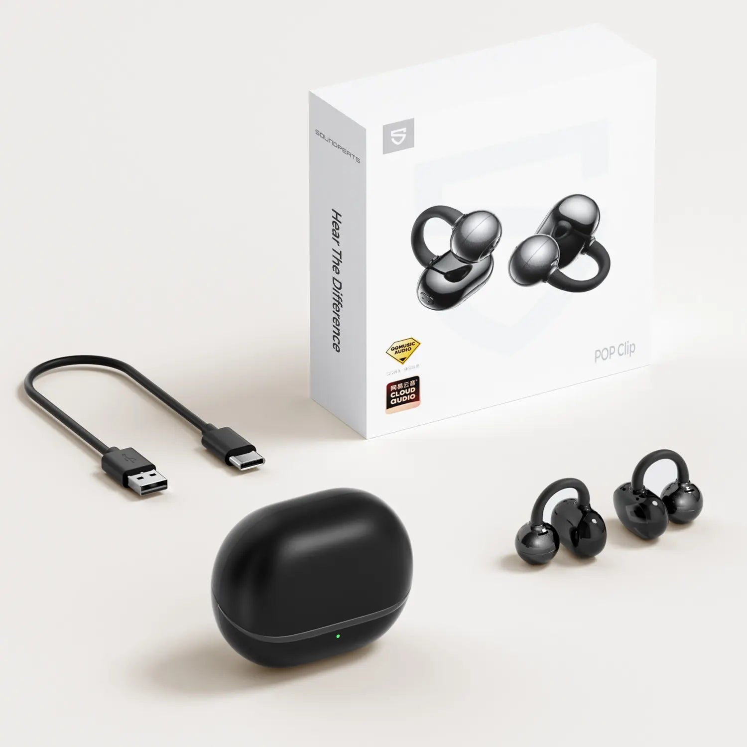 Soundpeats POP Clip Open-Ear Wireless Earbuds with Bluetooth 5.4, ENC Noise Cancelling Microphone, Game Mode, Fast Charging, IPX5 Waterproof Rating, and 30 Hours of Playtime for Sports and Everyday Use