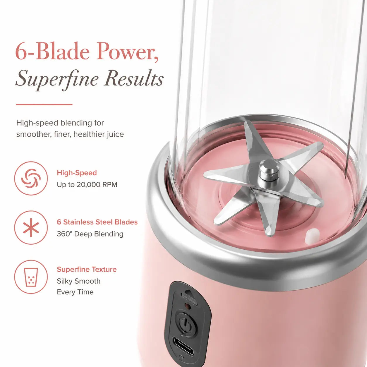USB Rechargeable Portable Mini Blender - Cordless Smoothie Maker for Shakes, Baby Food, Vegetable Juices, and Travel Use, Leak-Proof Compact Design