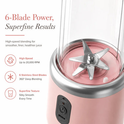 USB Rechargeable Portable Mini Blender - Cordless Smoothie Maker for Shakes, Baby Food, Vegetable Juices, and Travel Use, Leak-Proof Compact Design