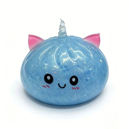 Glitter Unicorn Dumpling Squishy Toy - Jelly Gel Stress Relief Fidget for Stocking Stuffers and Classroom Rewards