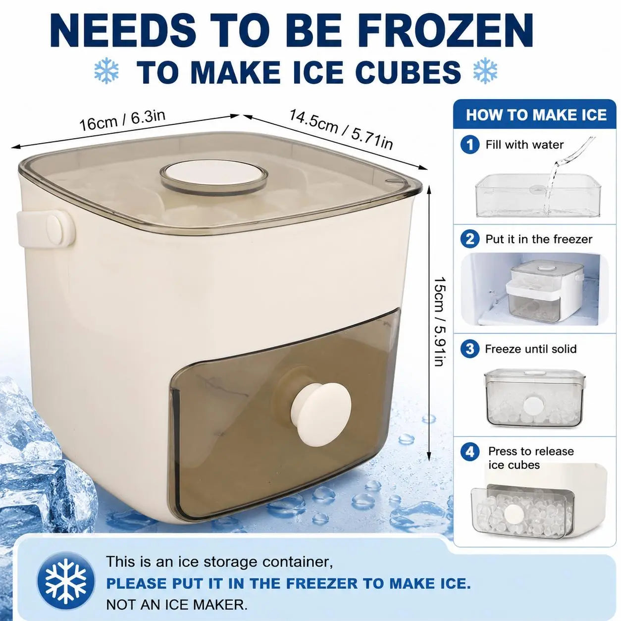 Ice Cube Tray with Lid and Bin - Versatile Ice Maker for Whiskey, Cocktails, Coffee, and Beer with Ice Tongs - Essential Kitchen Tool
