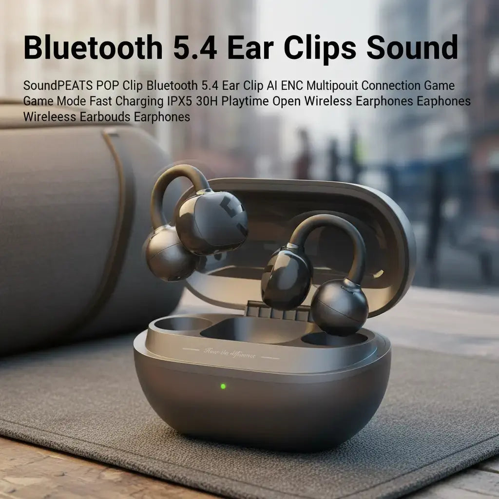 Soundpeats POP Clip Open-Ear Wireless Earbuds with Bluetooth 5.4, ENC Noise Cancelling Microphone, Game Mode, Fast Charging, IPX5 Waterproof Rating, and 30 Hours of Playtime for Sports and Everyday Use