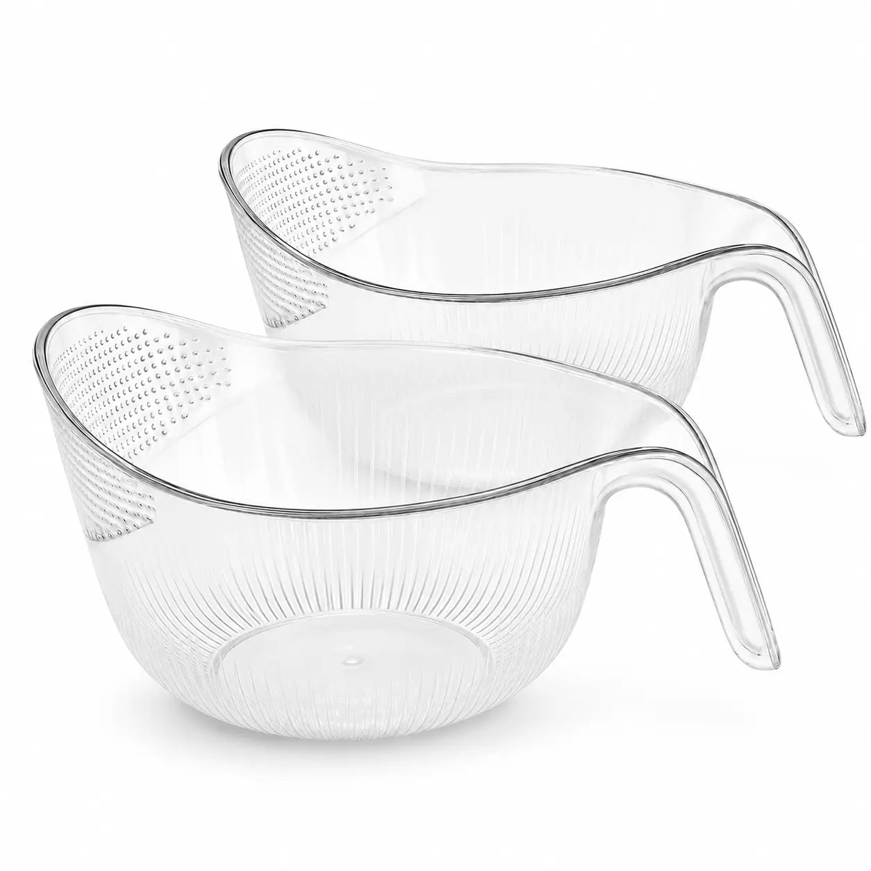 Aesthetic Multifunctional Rice Strainer with Handle - Sturdy Bpa-Free Transparent Plastic Kitchen Utensils, Colander for Draining Vegetables, Fruits, Cheese, Coffee Dispenser Set