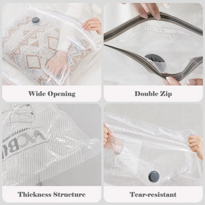Vacease Cordless Travel Vacuum Bag Set with Rechargeable Air Pump - 15-Pack Space-Saving Airtight Storage Bags for Luggage and Clothing Organization