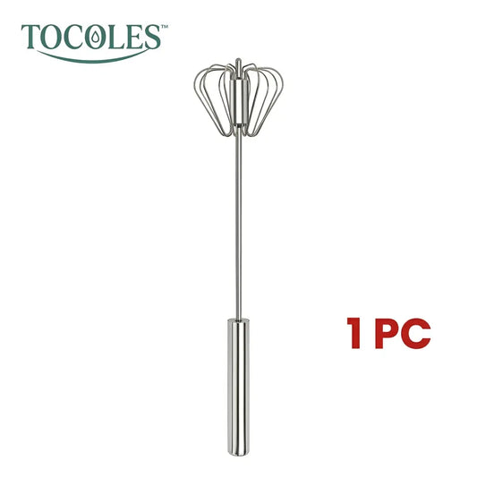 AA Stainless Steel Hand-Push Rotary Whisk - Durable Food-Grade Rust-Resistant Kitchen Tool with Riveted Construction and Semi-Automatic Design for Coffee and Egg Whisking, Easy to Clean