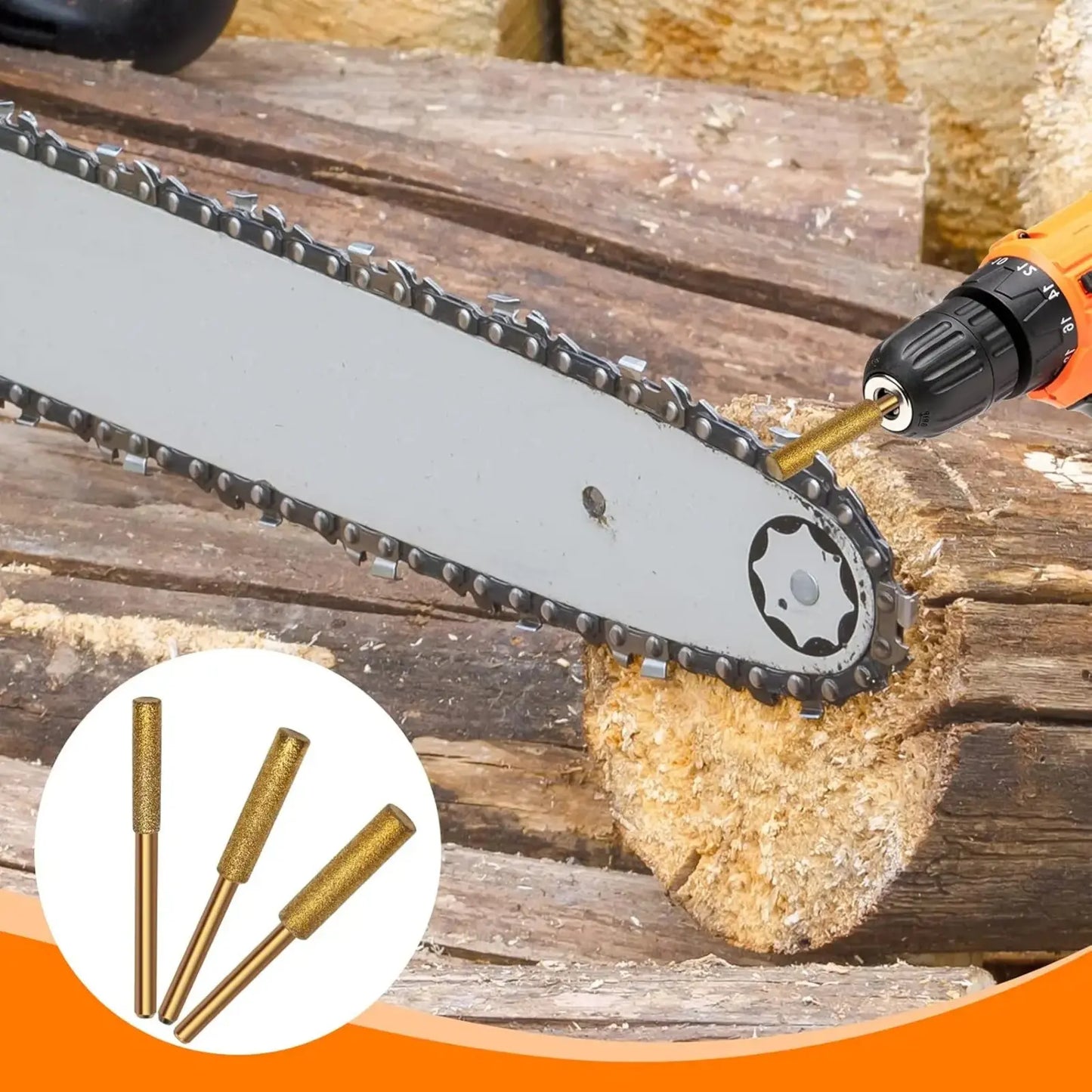 Diamond Chainsaw Sharpener - 3 Sizes (4mm, 4.8mm, 5.5mm) Polishing and Grinding Tool for Electric Chainsaws and Stone Carvings