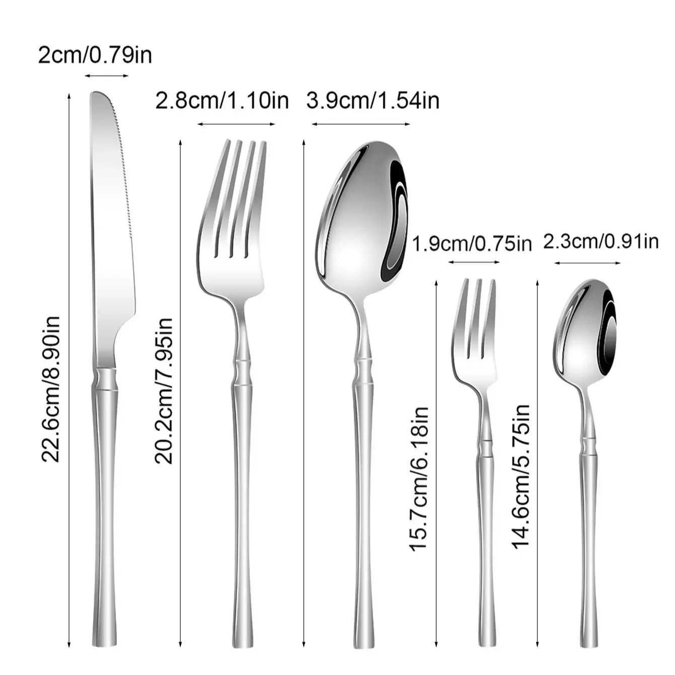 30-Piece Stainless Steel Cutlery Set - Dishwasher-Safe Forks, Spoons, Knives, and Teaspoons for Elegant Home Dining and Kitchen Essentials